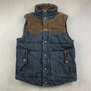 Levis Mens Reversible Vest Medium Blue Brown Denim Corduroy Insulated Western